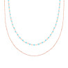 COLLANA DUE FILI CATENA FORZATINA CON CUBETTI DIAMANTATI A SPECCHIO E PERLINE AZZURRO IN ARGENTO 925 GALVANICA ROSA