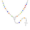 COLLANA ROSARIO CM 50 CON GRANI IN CRYSTAL MM 3.5 COLORE MULTICOLOR RAINBOW IN ARGENTO 925 GALVANICA RODIO