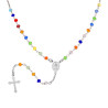 COLLANA ROSARIO CM 50 CON GRANI IN CRYSTAL MM 3.5 COLORE MULTICOLOR RAINBOW IN ARGENTO 925 GALVANICA RODIO