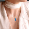 CIONDOLO PORTAFORTUNA CORNO MM 18 CON SMALTO BLU IN ARGENTO 925 GALVANICA ORO