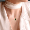 CIONDOLO PORTAFORTUNA CORNO MM 18 CON SMALTO VERDE SCURO IN ARGENTO 925 GALVANICA ROSA