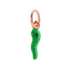 CIONDOLO PORTAFORTUNA CORNO MM 18 CON SMALTO VERDE GLITTER IN ARGENTO 925 GALVANICA ROSA