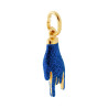 CIONDOLO PORTAFORTUNA MANO CORNA CON SMALTO BLU GLITTER IN ARGENTO 925 GALVANICA ORO
