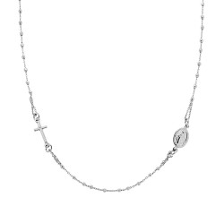COLLANA ROSARIO MODELLO GIROCOLLO CM 48 CON GRANI A PALLINA DIAMANTATA MM 2 IN ARGENTO 925 GALVANICA RODIO