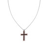 COLLANA CATENA VENEZIANA TONDA CON CROCE ROSA E CRYSTAL NERI IN ACCIAIO