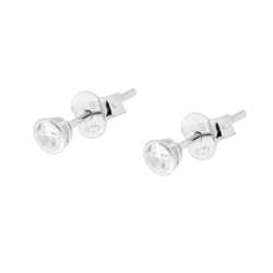 ORECCHINI PUNTO LUCE CIPOLLINA TONDO CON ZIRCONE BIANCO MM 3 IN ARGENTO 925 GALVANICA RODIO