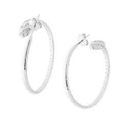 ORECCHINI CERCHIO SERPENTE CON ZIRCONI BIANCHI IN ARGENTO 925 GALVANICA RODIO