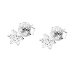 ORECCHINI FIORE CON ZIRCONI BIANCHI IN ARGENTO 925 GALVANICA RODIO