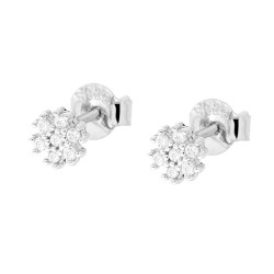 ORECCHINI FIORE CON ZIRCONI BIANCHI IN ARGENTO 925 GALVANICA RODIO