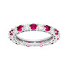 ANELLO ETERNITY VERETTA A GIRO CON CUBIC ZIRCONIA ALTERNATI BIANCHI E ROSSO RUBINO IN ARGENTO 925 GALVANICA RODIO