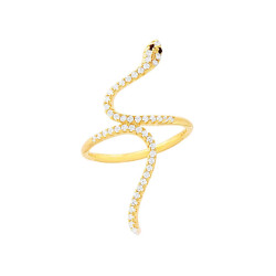 ANELLO SERPENTE CON CUBIC ZIRCONIA BIANCHI IN ARGENTO 925 GALVANICA ORO