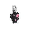 CIONDOLO ELEFANTE SMALTO NERO IN ARGENTO 925 GALVANICA RODIO
