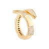 ANELLO SERPENTE CONTRARIE CON ZIRCONI BIANCHI IN ARGENTO 925 GALVANICA ORO