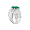 ANELLO FASCIA CON PIETRA NATURALE RETTANGOLARE BAGUETTE VERDE SMERALDO E ZIRCONI BIANCHI IN ARGENTO 925 GALVANICA RODIO