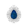ANELLO GOCCIA CON PIETRA NATURALE BLU ZAFFIRO E ZIRCONI BIANCHI IN ARGENTO 925 GALVANICA RODIO