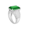ANELLO FASCIA CON PIETRA NATURALE RETTANGOLARE BAGUETTE VERDE SMERALDO E ZIRCONI BIANCHI IN ARGENTO 925 GALVANICA RODIO