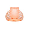 ANELLO FASCIA CON PIETRA NATURALE RETTANGOLARE BAGUETTE QUARZO ROSA E ZIRCONI BIANCHI IN ARGENTO 925 GALVANICA ROSA