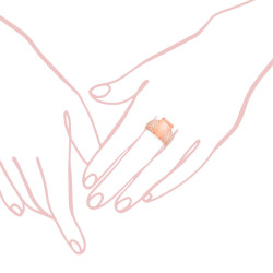 ANELLO FASCIA CON PIETRA NATURALE RETTANGOLARE BAGUETTE QUARZO ROSA E ZIRCONI BIANCHI IN ARGENTO 925 GALVANICA ROSA