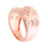 ANELLO FASCIA CON DECORO STELLE CUBIC ZIRCONIA BIANCHI IN ARGENTO 925 GALVANICA ROSA