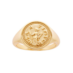 ANELLO CHEVALIER TONDO CON MONETA IN ARGENTO 925 GALVANICA ORO