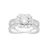 ANELLO SOLITARIO CONTORNATO DA ZIRCONI BIANCHI IN ARGENTO 925 GALVANICA RODIO