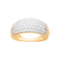 ANELLO FASCIA PALLINATO CON ZIRCONI BIANCHI IN ARGENTO 925 GALVANICA ORO