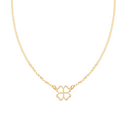 COLLANA CATENA ROLO DIAMANTATA CON QUADRIFOGLIO IN ARGENTO 925 GALVANICA ORO