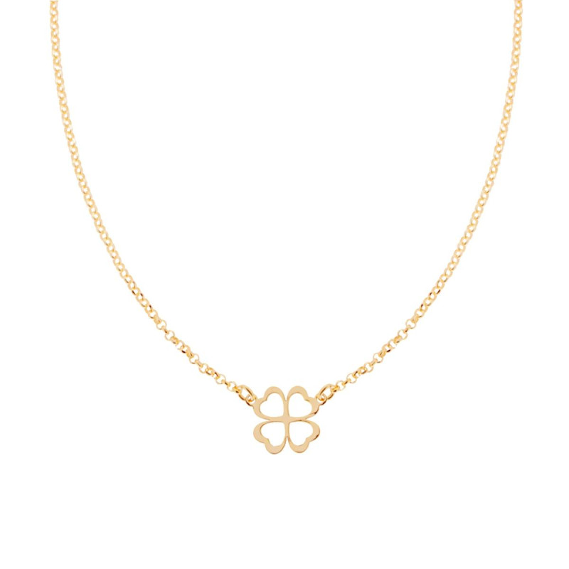 COLLANA CATENA ROLO DIAMANTATA CON QUADRIFOGLIO IN ARGENTO 925 GALVANICA ORO