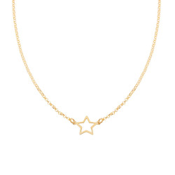 COLLANA CATENA ROLO DIAMANTATA CON STELLA IN ARGENTO 925 GALVANICA ORO