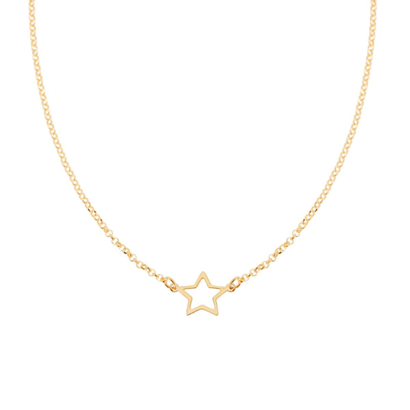 COLLANA CATENA ROLO DIAMANTATA CON STELLA IN ARGENTO 925 GALVANICA ORO