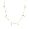 COLLANA CATENA FORZATINA DIAMANTATA CON STELLE E PERLE PENDENTI IN ARGENTO 925 GALVANICA ORO