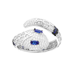 ANELLO SERPENTE CON ZIRCONI BLU ZAFFIRO E BIANCHI IN ARGENTO 925 GALVANICA RODIO