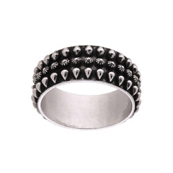ANELLO UOMO FASCIA LAVORATO IN ARGENTO 925 GALVANICA RODIO BRUNITO