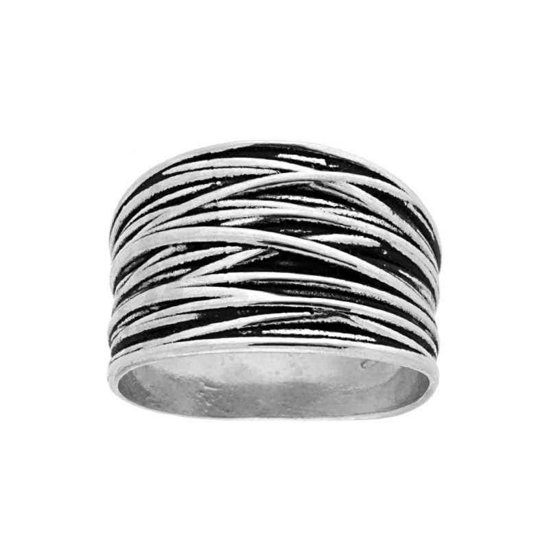 ANELLO UOMO FASCIA MULTIFILI IN ARGENTO 925 GALVANICA RODIO BRUNITO