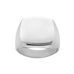 ANELLO CHEVALIER CON SCUDO QUADRATO PLAIN PER INCISIONE IN ARGENTO 925 GALVANICA RODIO