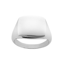 ANELLO CHEVALIER CON SCUDO QUADRATO PLAIN PER INCISIONE IN ARGENTO 925 GALVANICA RODIO