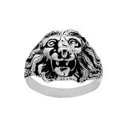 ANELLO CHEVALIER UOMO SCUDO CON LEONE IN ARGENTO 925 GALVANICA RODIO BRUNITO