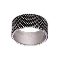 ANELLO UOMO FASCIA LAVORATO IN ARGENTO 925 GALVANICA RODIO BRUNITO