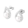 ORECCHINI GOCCIA CON PERLA DI FIUME E ZIRCONI BIANCHI IN ARGENTO 925 GALVANICA RODIO