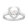 ANELLO CUORE CON PERLA DI FIUME E ZIRCONI BIANCHI IN ARGENTO 925 GALVANICA RODIO