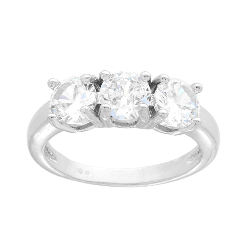 ANELLO TRILOGY CON CUBIC ZIRCONI BIANCO MM 4 IN ARGENTO 925 GALVANICA RODIO