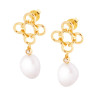 ORECCHINI CON PERLA SCARAMAZZA PENDENTE E ZIRCONE BIANCO IN ARGENTO 925 GALVANICA ORO