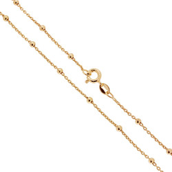 CATENA FORZATINA 035 SEZIONE MM 1.2 ALTERNATA A PALLINE LISCE MM 2.5 LUNGHEZZA CM 50 IN ARGENTO 925 GALVANICA ORO