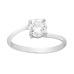 ANELLO SOLITARIO CON CUBIC ZIRCONIA BIANCO MM 6 IN ARGENTO 925 GALVANICA RODIO