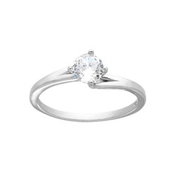 ANELLO SOLITARIO A GRIFFE CON ZIRCONE BIANCO MM 5 IN ARGENTO 925 GALVANICA RODIO