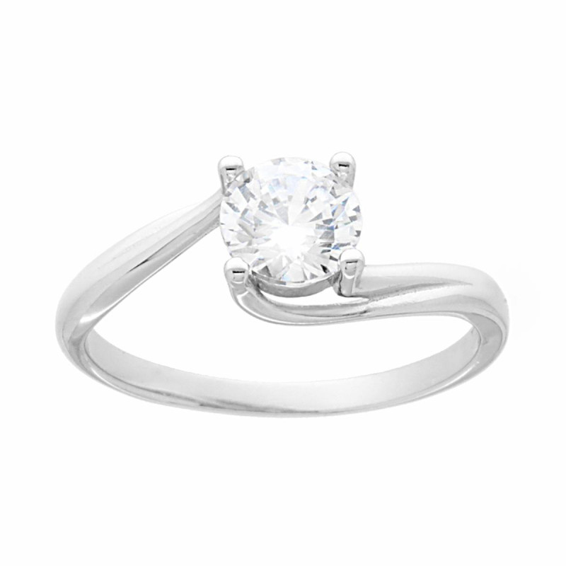 ANELLO SOLITARIO A GRIFFE CON ZIRCONE BIANCO MM 6 IN ARGENTO 925 GALVANICA RODIO