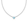 COLLANA TENNIS GRIFFE CM 40+5 CON ZIRCONI BIANCHI CON ZIRCONE CUORE CENTRALE ACQUAMARINA CONTORNATO DA ZIRCONI BIANCHI IN ARGENT