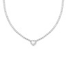 COLLANA TENNIS CON CUBIC ZIRCONIA BIANCHI CON CUBIC ZIRCONIA CUORE CENTRALE BIANCO CONTORNATO DA CUBIC ZIRCONIA BIANCHI IN ARGEN