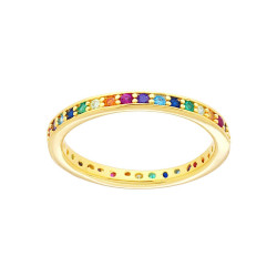 ANELLO ETERNITY VERETTA A GIRO CON ZIRCONI MULTICOLOR RAINBOW IN ARGENTO 925 GALVANICA ORO