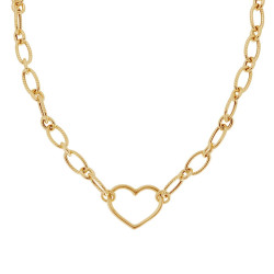 COLLANA CATENA FORZATINA CON CUORE IN ARGENTO 925 GALVANICA ORO